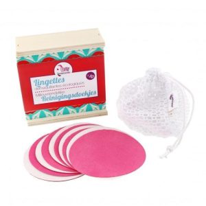 Lot de 10 lingettes démaquillantes lavables Lamazuna coffret bois + filet lavage
