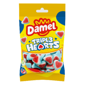 Bonbon Damel 80g Coeurs Triple (boite de 12 sachets)