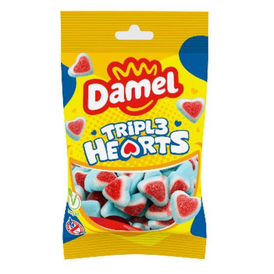 Bonbon Damel 80g Coeurs Triple (boite de 12 sachets)