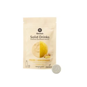 QWETCH – SOLID DRINKS – POIRE & GINGEMBRE – VITAMINES C & B- 12 PASTILLES