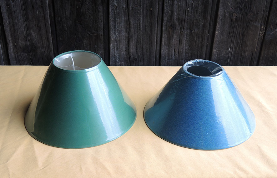 2 Abat-Jour Vintage Vert / Bleu Canard NEUFS D30 cm