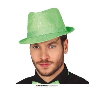CHAPEAU BORSALINO GANGSTER STRASS VERT FLUO