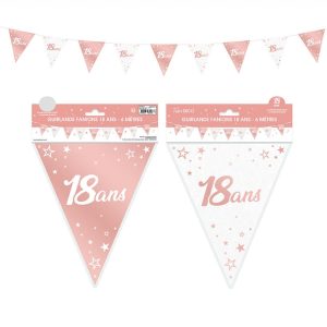GUIRLANDE FANIONS JOYEUX ANNIVERSAIRE 18ANS METAL ROSE GOLD