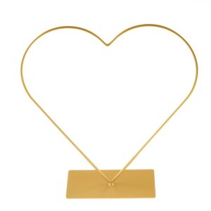 CENTRE DE TABLE COEUR METAL OR 30CM