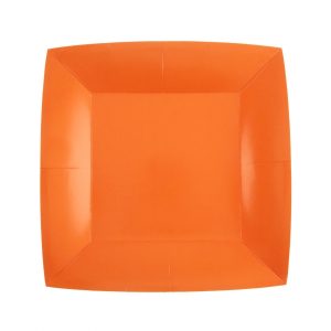 10 PETITES ASSIETTES CARRÉES 18X18CM ORANGE