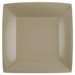 10 GRANDES ASSIETTES CARRÉES 23X23CM TAUPE