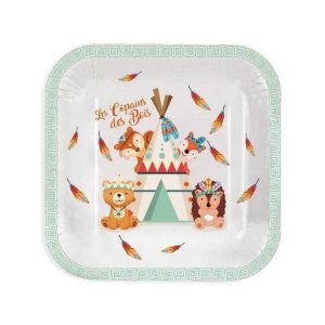 Assiette « Copains des bois » Thème Forêt – Lot de 8