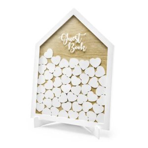 Livre d&rsquo;or – Tableau en bois- Coeur blanc