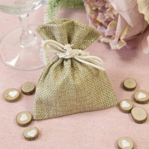 Sac à dragées – Toile – Façon jute – Lot de 4