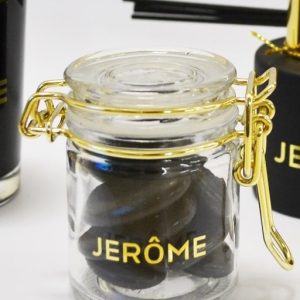 Bocal à dragées en verre avec fermeture métallique – Or