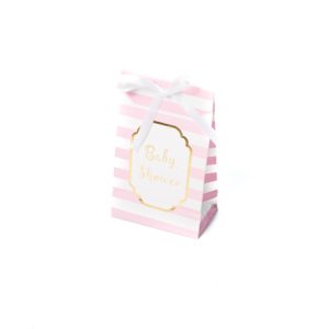 10 POCHETTES BABY SHOWER RAYÉ ROSE ET OR 12.5 X 7.5 CM