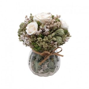 BOUQUET FLEURS BLANCHES MARGOT DANS VASE VERRE