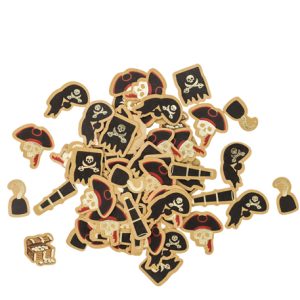 100 CONFETTIS PIRATE AVEC DORURE OR DE 1.5 A 3CM.
