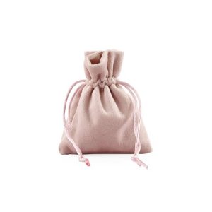 Sac à Dragées Velours – Rose poudré